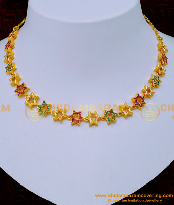 NLC1199 - Latest Ruby Emerald Stone Party Wear Necklace Designs  