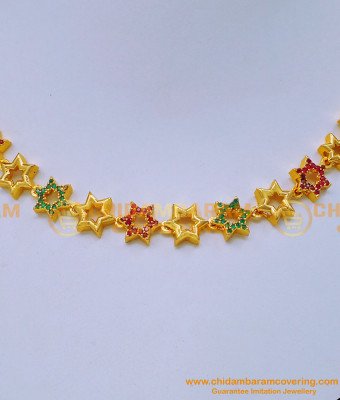 NLC1199 - Latest Ruby Emerald Stone Party Wear Necklace Designs  