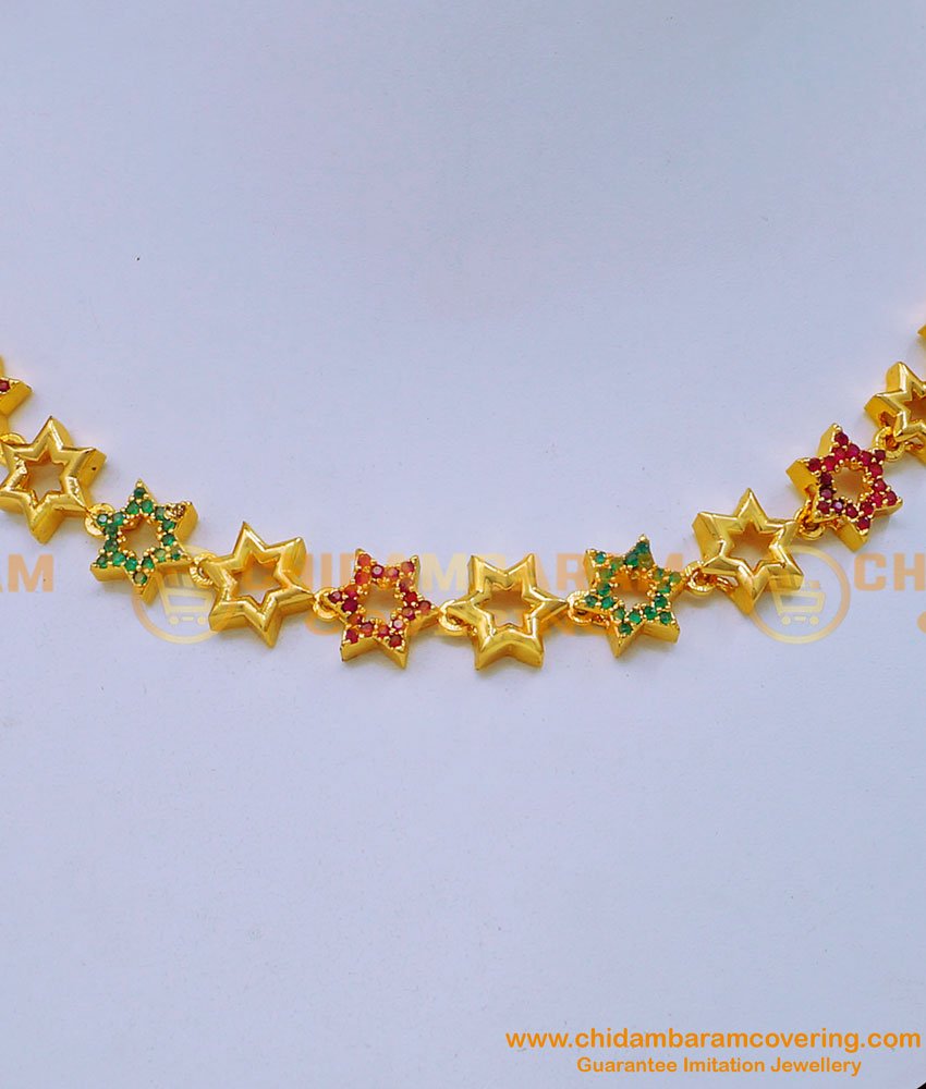 NLC1199 - Latest Ruby Emerald Stone Party Wear Necklace Designs  