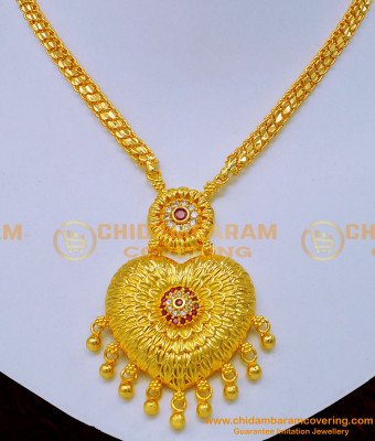 NLC1200 - New Model 1 Gram Gold Plated Stone Necklace Designs 