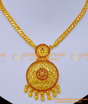 NLC1202 - Elegant Simple Ruby Pendant Chain Necklace Designs 