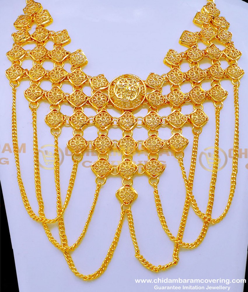NLC1205 - Latest Arabic Gold Necklace Designs Bridal Arabic Jewellery 