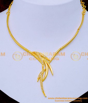 NLC1206 - Elegant Simple White Stone Necklace Set for Women 