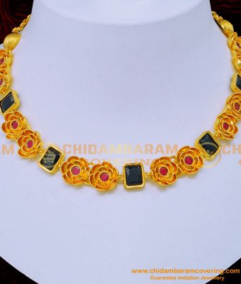NLC1210 - Beautiful Black Stone Necklace Set 1 Gram Gold Plated Jewellery