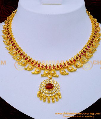 NLC1211 - Original Kemp Stone Necklace Set 1 Gram Gold Plated Jewellery