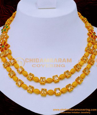 NLC1213 - Premium Quality Uncut Diamond Stone Matte Finish Necklace Set 