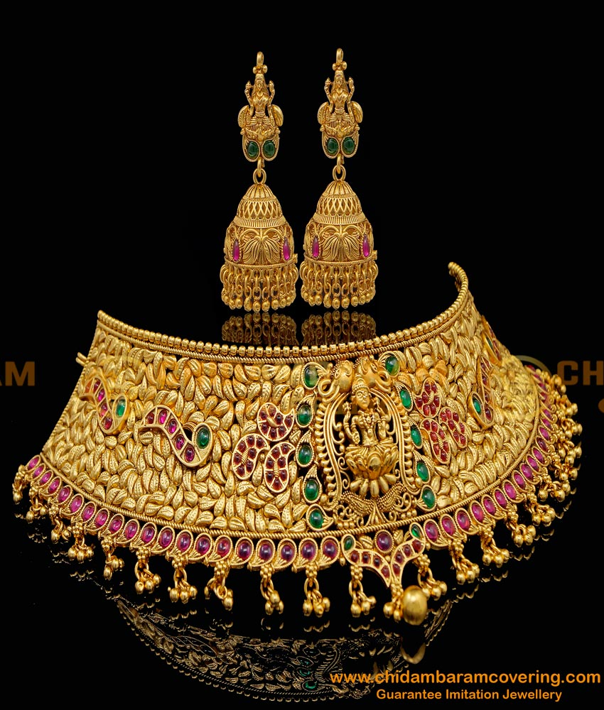 NLC1215 - Premium Quality Antique Choker Set Indian Antique Jewellery Online Shopping