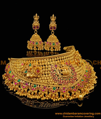 NLC1216 - Beautiful Gold Design Antique Choker Necklace for Wedding