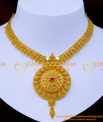 NLC1219 - New Model Single Stone 1 Gram Gold Necklace Online