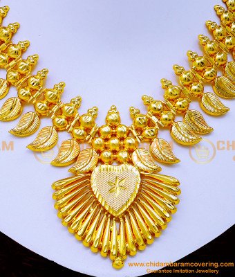 NLC1228 - Kerala Bridal Jewellery Gold Plated Necklace for Wedding