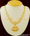 NLC256 - Impon Full White Ad Stone Flower Design Bridal Attigai Necklace Thick Metal Jewellery Online