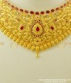 NLC260 - Bridal Wear Real Gold Style Ruby Stone Choker Necklace with Jhumkas Set One Gram Gold Choker for Wedding