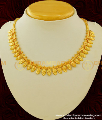 NLC262 - One Gram Gold Kerala Light Weight Mala Short Necklace Designs Online