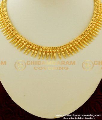 NLC266 - Traditional Mullamottu Mala Plain Necklace Micro Gold Plated Jewellery Online 