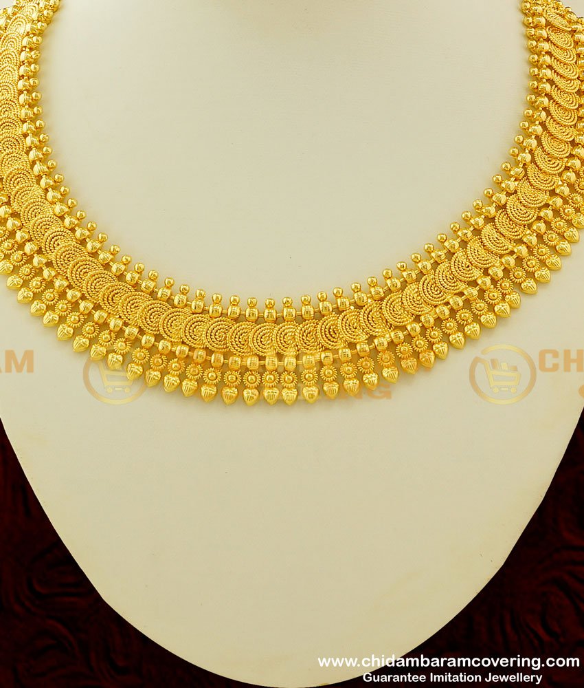 NLC269 - Kerala Jewellery Design Full Spiral Work Hand Crafted Necklace for Kerala Saree