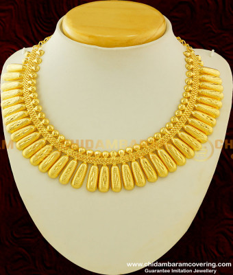 NLC270 - One Gram Gold Kerala Jewellery Light Weight Gold Necklace Design Online