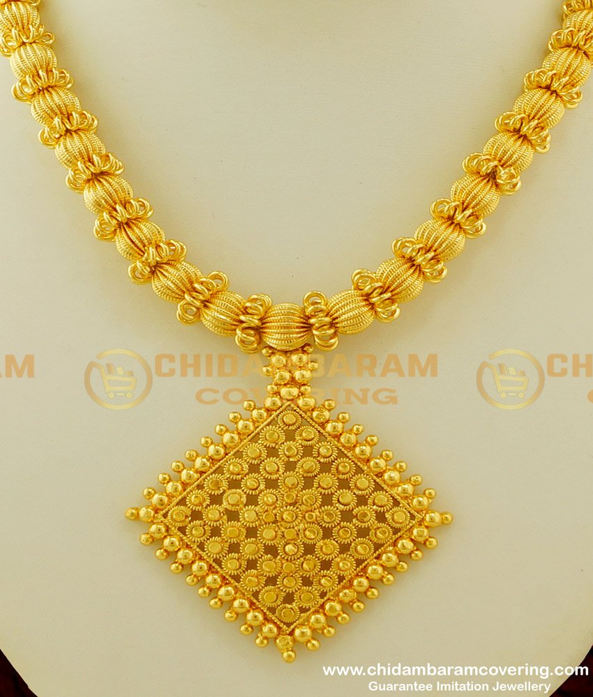 NLC273 - Latest Gold Inspired Gundla Mala Necklace Nellikai Gundu Mala Jewellery Online
