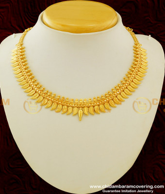 NLC275 - Buy Traditional Kerala Leaf Design Plain Necklace Online Collections