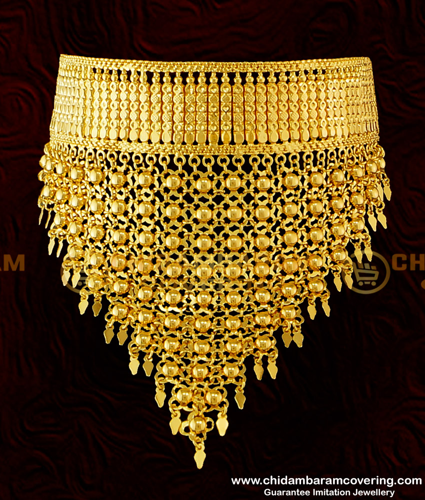 NLC287 - Kerala Gold Inspired Kaliyoonjal Elakka Thali Necklace Choker Necklace Bridal Jewelry Online
