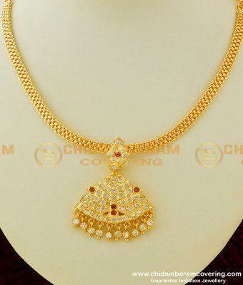 NLC289 - Five Metal Necklace AD Stone Attigai Collection Micro Plated Impon Jewellery Buy Online