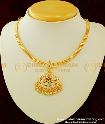 NLC290 - Wedding Impon Necklace Multi Stone Gold Impon Attigai Collection Buy Online