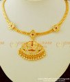 NLC309 - Thick Metal Lotus Design Stone Attigai Design Guarantee Impon Necklace Online