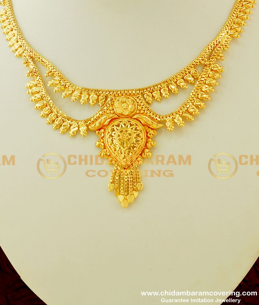 NLC312 - One Gram Gold Plated Calcutta Model Double Layer Necklace Buy Online
