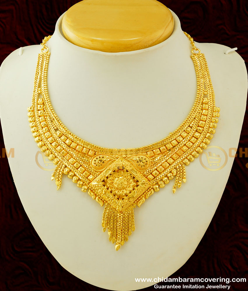 NLC317 - New Kolkata Gold Necklace Design Gold Covering Guaranteed Necklace Buy Online 