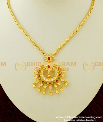 NLC320 - Trendy Simple Gold Uncut Diamond Necklace Designs for Bride 