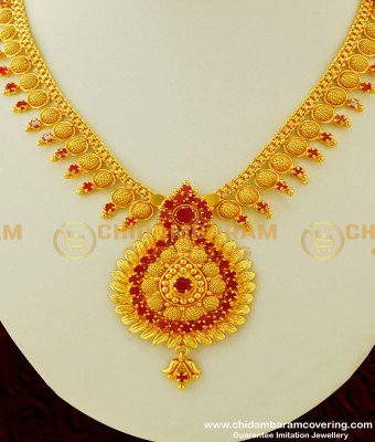 NLC327 - Attractive Ruby Stone Unique Pendant Necklace Designs Imitation Jewellery Online