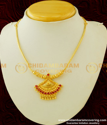 NLC328 - Latest Light Weight Simple Design Party Wear Ruby Stone Necklace Online