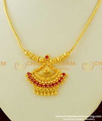 NLC328 - Latest Light Weight Simple Design Party Wear Ruby Stone Necklace Online
