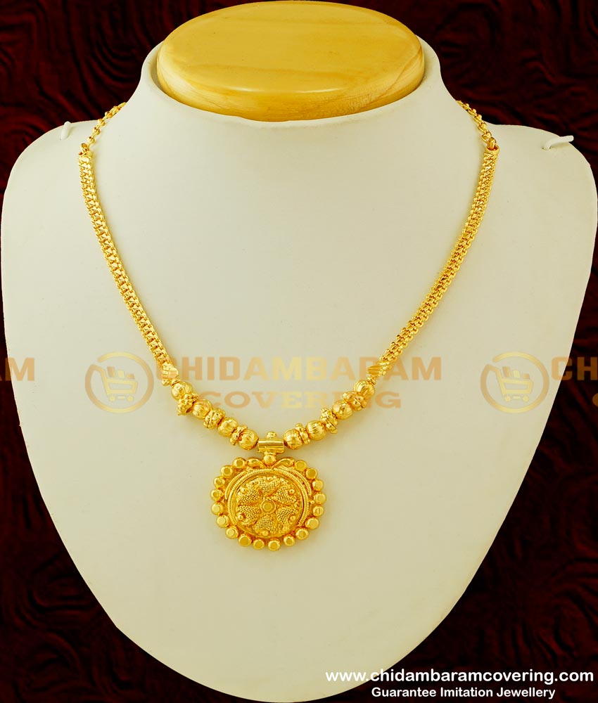 NLC338 - Simple Light Weight Gold Necklace Designs for Women