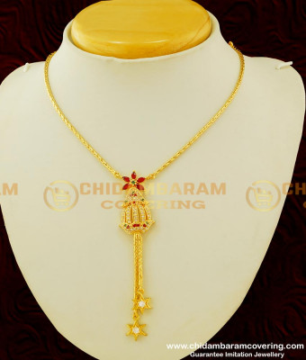 NLC340 - Unique Party Wear Multi Stone Western Short Necklace Designs for Girls 