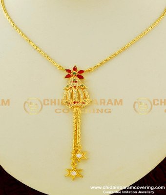 NLC340 - Unique Party Wear Multi Stone Western Short Necklace Designs for Girls 