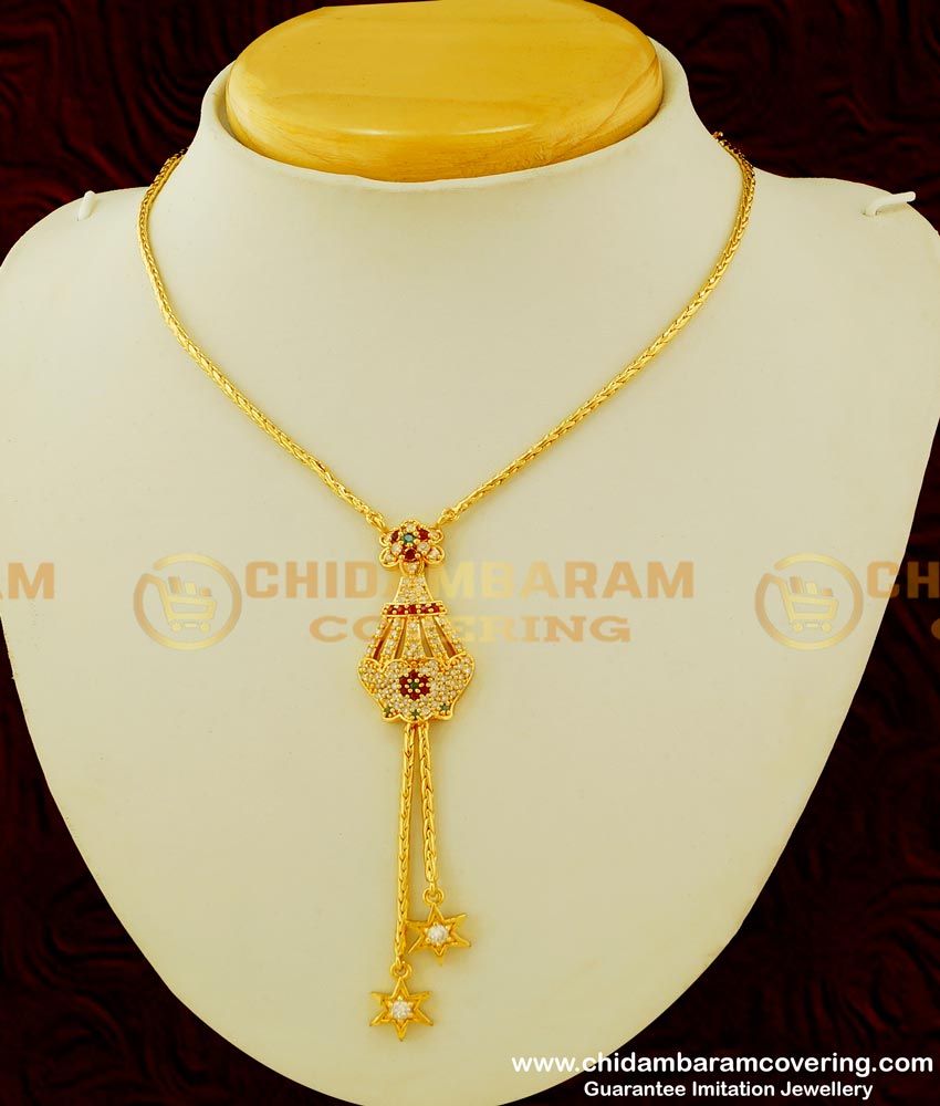 NLC341 - Stylish Party Wear Gold Plated Western Neck Piece Short Necklace Designs Online