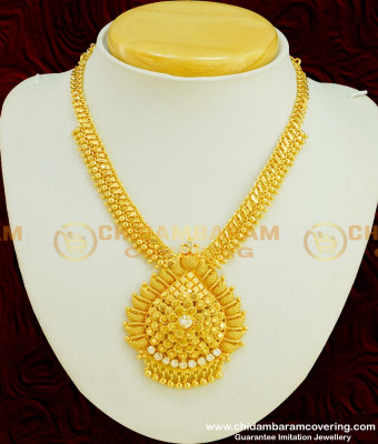 NLC348 - Latest Collection Micro Plated White AD Stone Necklace Designs