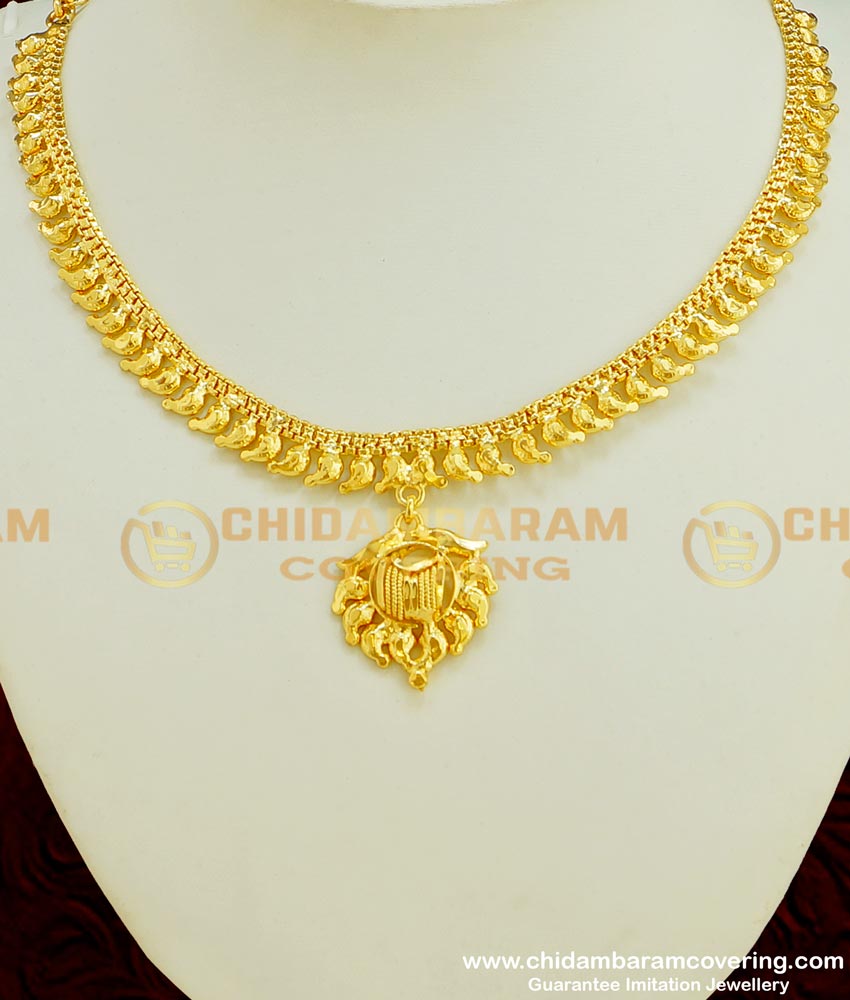 NLC357 - Simple Party Wear 2 Gram Gold Guarantee Plain Necklace Online