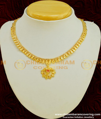 NLC359 - Beautiful Light Weight Baby Pink Colour Stone Necklace Simple Design for Women
