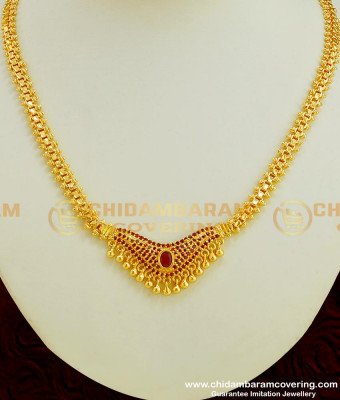 NLC362 - Enticing Gold Design Ruby Stone Necklace Designs for Girls