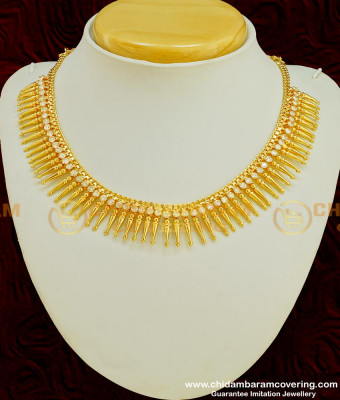 NLC363 - Kerala Jewellery First Quality American Diamond Jasmine Buds Stone Necklace 