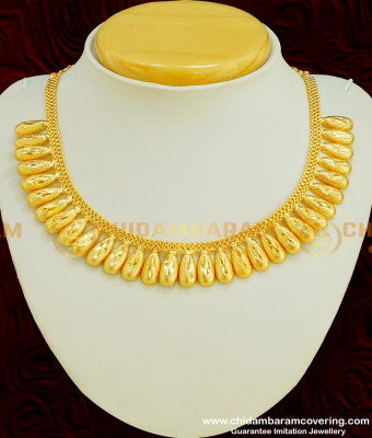 NLC365 - Micro Gold Plated Modern Kerala Plain Bridal Necklace 