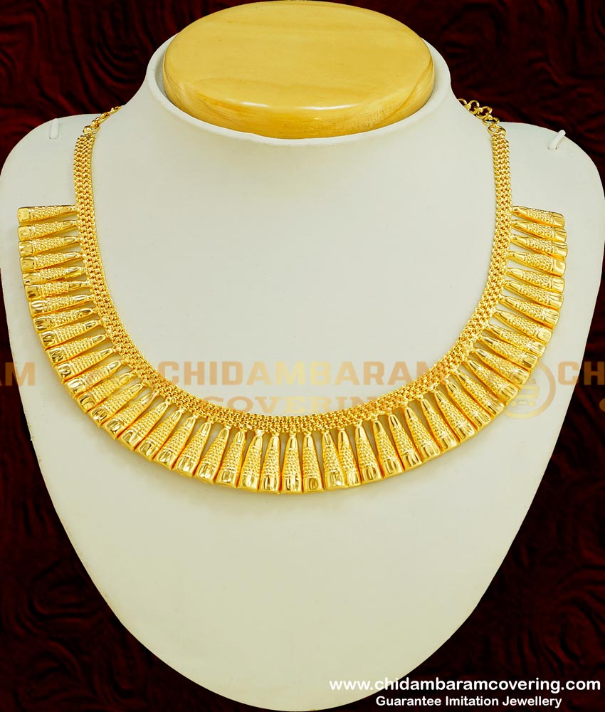 NLC366 - Kerala Wedding Jewellery Gold Design Designer Short Necklace 