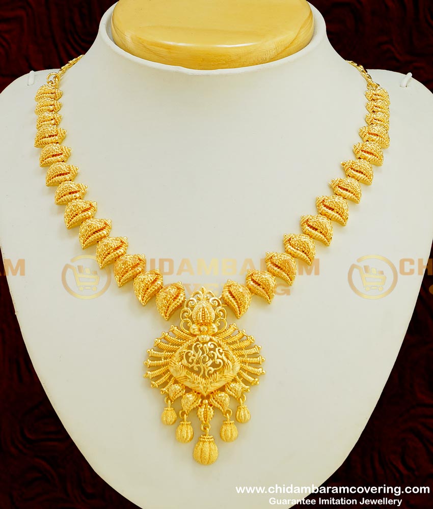 NLC369 - Unique Gold Plated Sangu Design Necklace Buy Imitation Jewellery 