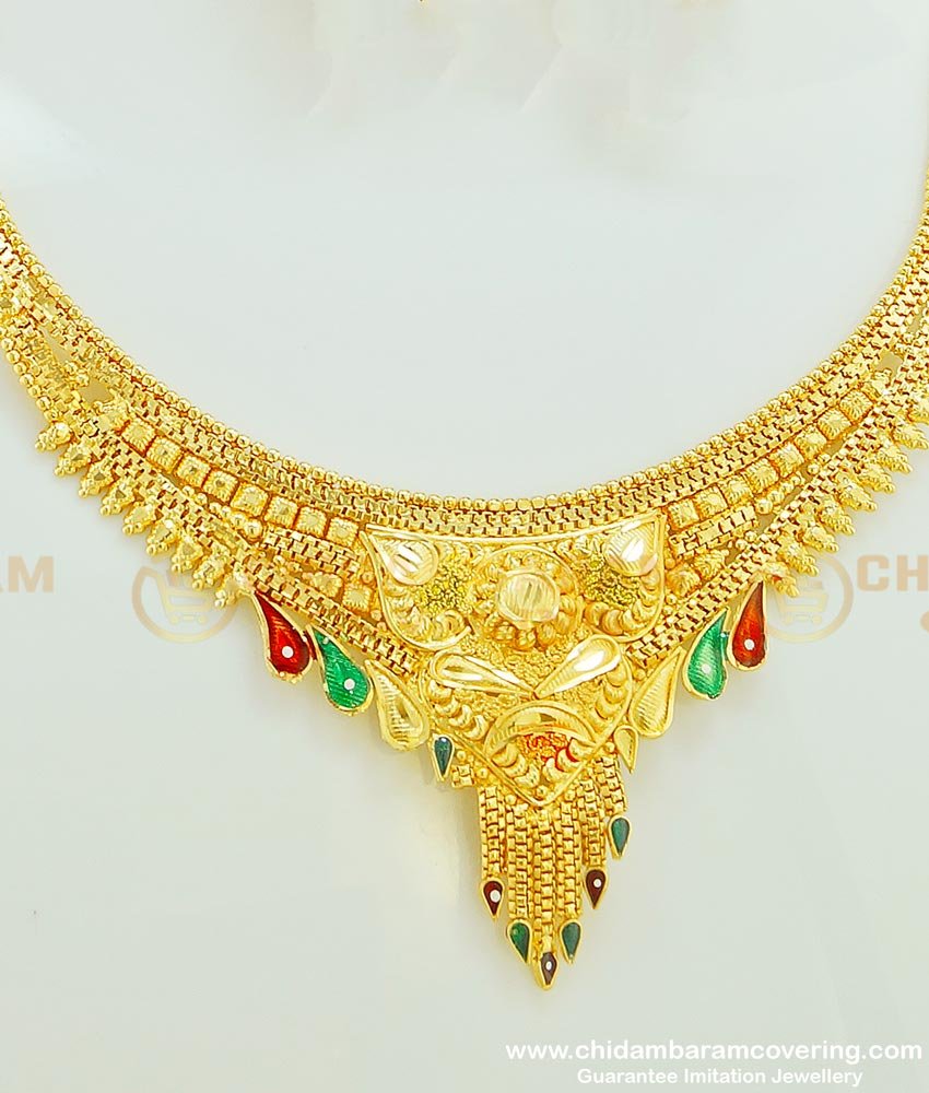 NLC379 - Marriage Bridal Gold Necklace Design Gold Forming Necklace Imitation Jewellery