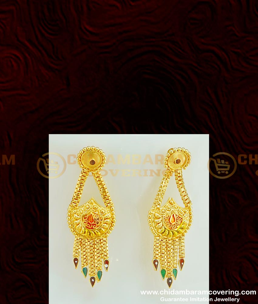 NLC380 - New Enamel Forming 2 Gram Gold Plated Necklace Design with Earring Combo Set Online