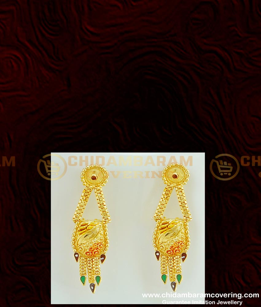 NLC382 - Traditional Bridal Calcutta Short Necklace with Earring Forming Gold Jewellery Online