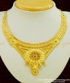 NLC388 - Real Gold Necklace Model Elegant Finish Flower Design Forming Broad Necklace with Earring Imitation Jewelry Online 