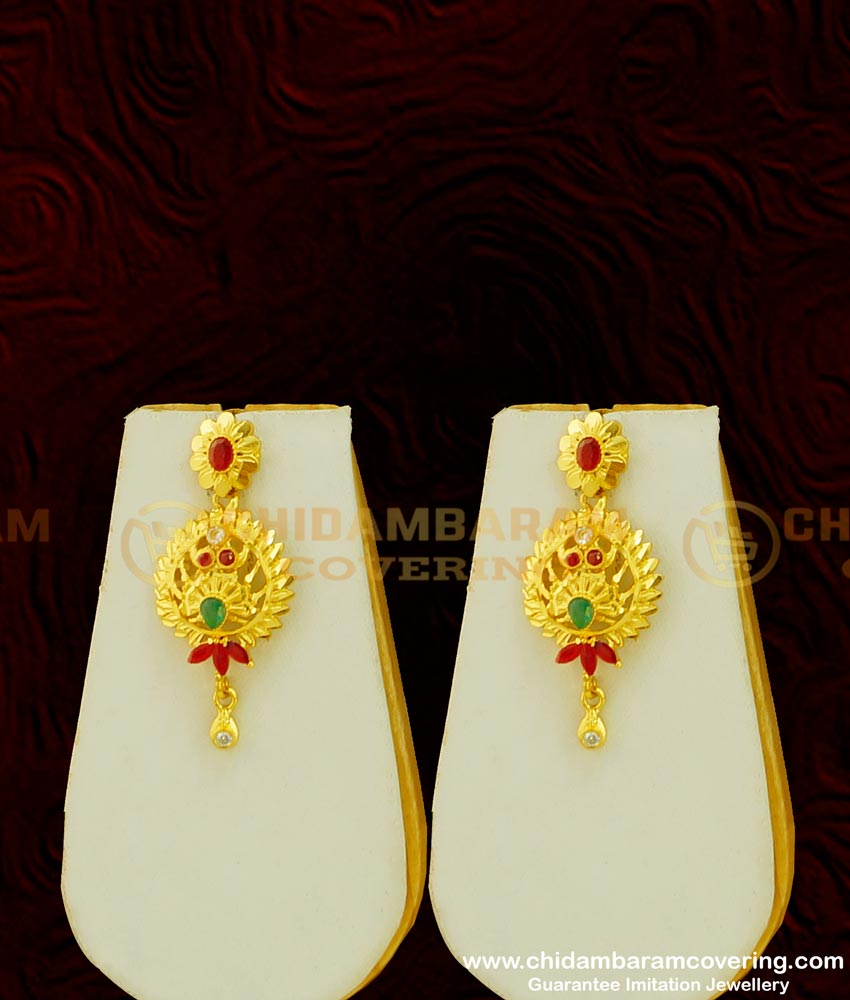 NLC389 - Exclusive Gold Forming Heavy Stone Grand Wedding Choker Type Necklace With Earring Bridal Combo Set Online 