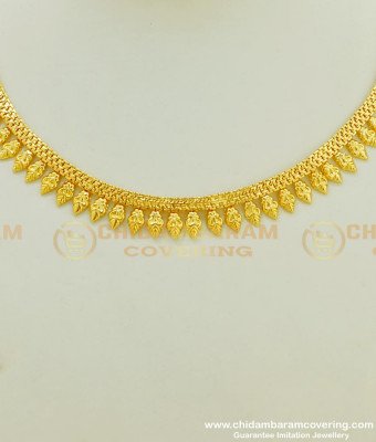 NLC391 - Kerala Traditional Jewellery Simple Light Weight Single Line Short Necklace for Women